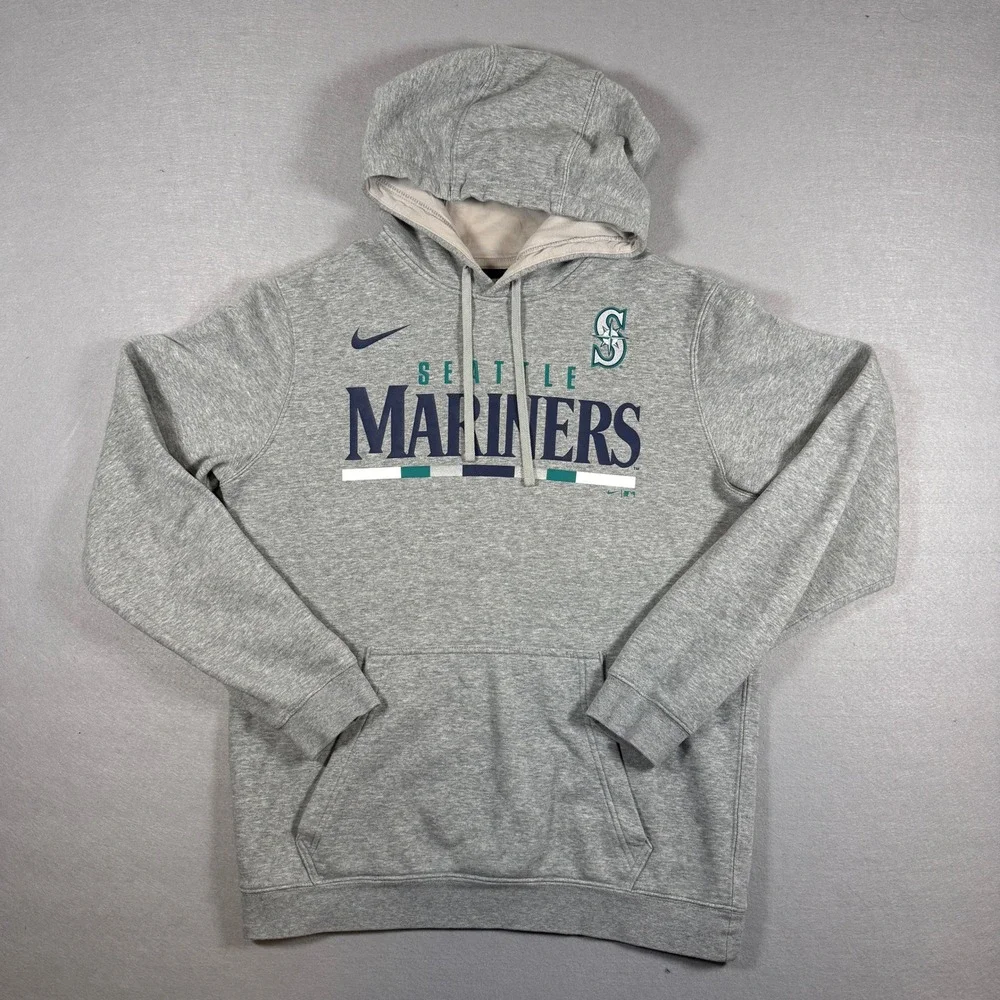 Nike Seattle Mariners Hoodie Mens M Gray Pullover MLB‎ Baseball Sweatshirt Logo